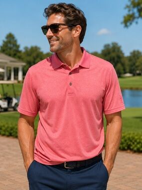 PGA Tour Coral Pink Short-Sleeve Polo